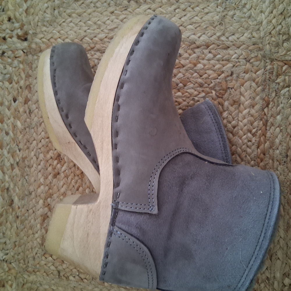 No. 6 Gray Suede Shearling Clogs 38 - Picture 6 of 6